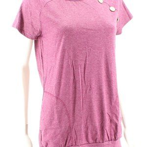 Wine Short Sleeve Tunic Top with Pockets